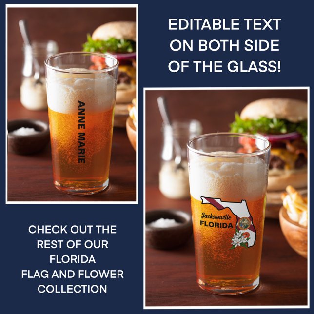 Anpassningsbar Text Florida Flagga & Flower Orange Glaskopp (Skapare uppladdad)