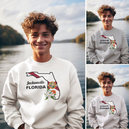 Anpassningsbar Text Florida Flagga & Flower Orange Lång Ärmad Tröja