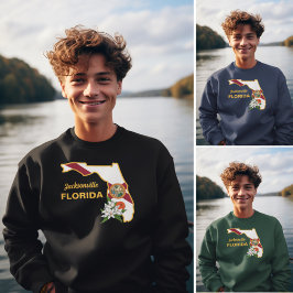 Anpassningsbar Text Florida Flagga & Flower Orange Lång Ärmad Tröja