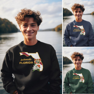 Anpassningsbar Text Florida Flagga & Flower Orange Lång Ärmad Tröja