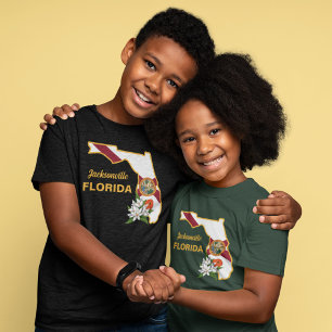 Anpassningsbar Text Florida Flagga & Flower Orange T Shirt