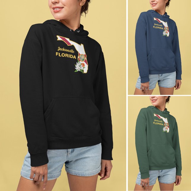 Anpassningsbar Text Florida Flagga & Flower Orange T Shirt (Skapare uppladdad)