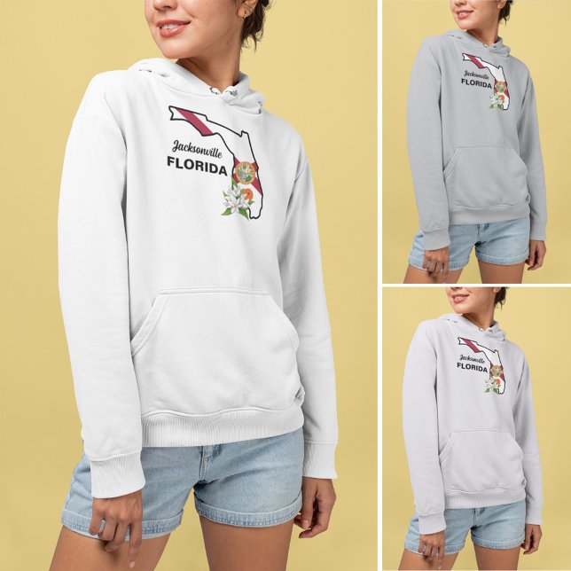 Anpassningsbar Text Florida Flagga & Flower Orange T Shirt (Skapare uppladdad)