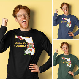 Anpassningsbar Text Florida Flagga & Flower Orange T Shirt
