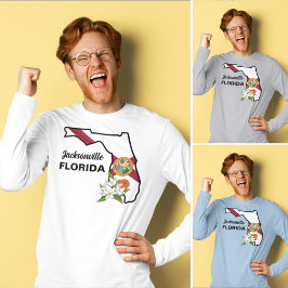 Anpassningsbar Text Florida Flagga & Flower Orange T Shirt