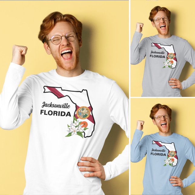 Anpassningsbar Text Florida Flagga & Flower Orange T Shirt (Skapare uppladdad)