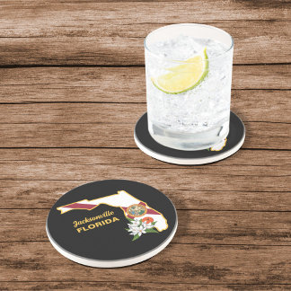 Anpassningsbar Text Florida Flagga & Flower Orange Underlägg