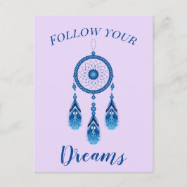 Anpassningsbar Text Följ din Dreams Blue Dreamcatc Vykort