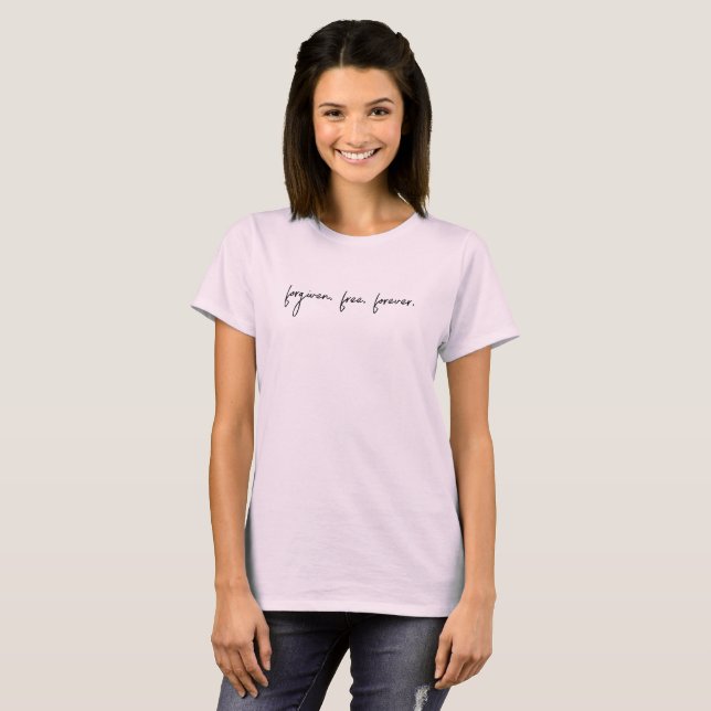 Anpassningsbar Text Forgiven Modern Script Christi T Shirt (Hel framsida)