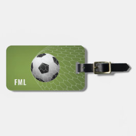 Anpassningsbar text Fotbolls målresetagg Bagagebricka