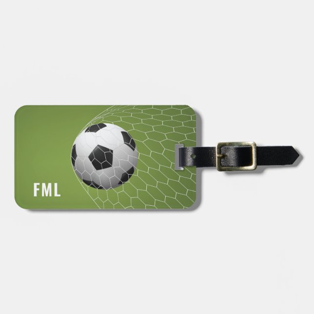 Anpassningsbar text Fotbolls målresetagg Bagagebricka (Horisontell Framsida)