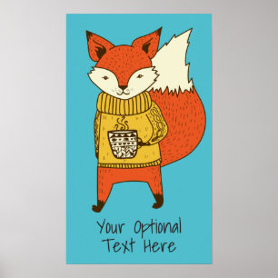 Anpassningsbar text Fox Illustration poster