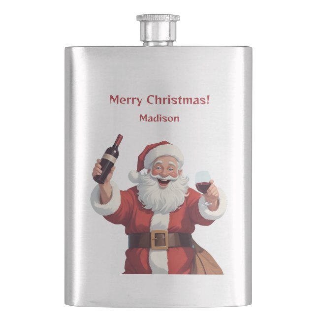 Anpassningsbar Text Funny Drunk Santa Fickplunta (Framsidan)