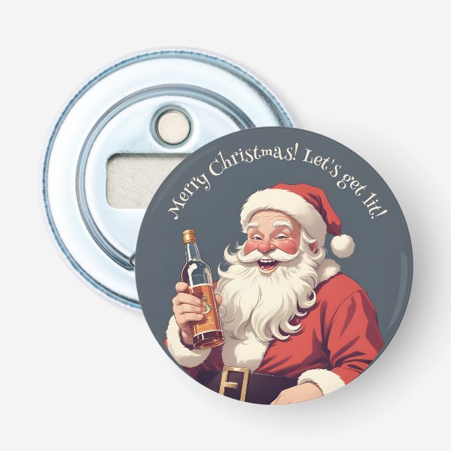 Anpassningsbar Text Funny Drunk Santa Flasköppnare (Framsidan)
