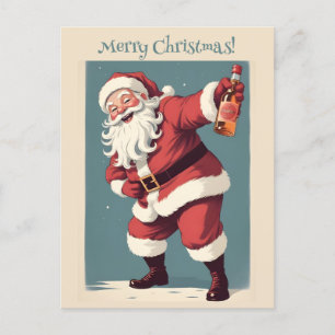Anpassningsbar Text Funny Drunk Santa Helg Vykort