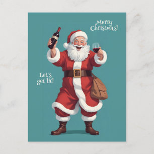 Anpassningsbar Text Funny Drunk Santa Helg Vykort