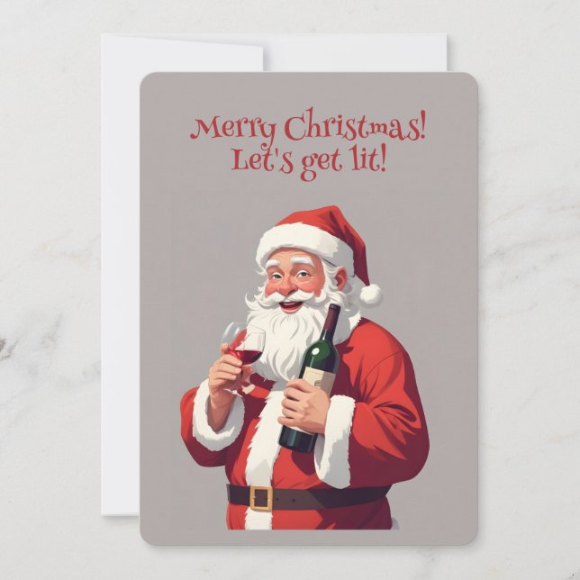 Anpassningsbar Text Funny Drunk Santa Inbjudningar (Framsida)