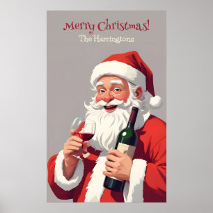 Anpassningsbar Text Funny Drunk Santa Poster