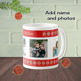 Anpassningsbar text fyra foton christmas mönster kaffemugg