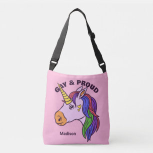 Anpassningsbar Text Gay Unicorn Axelväska