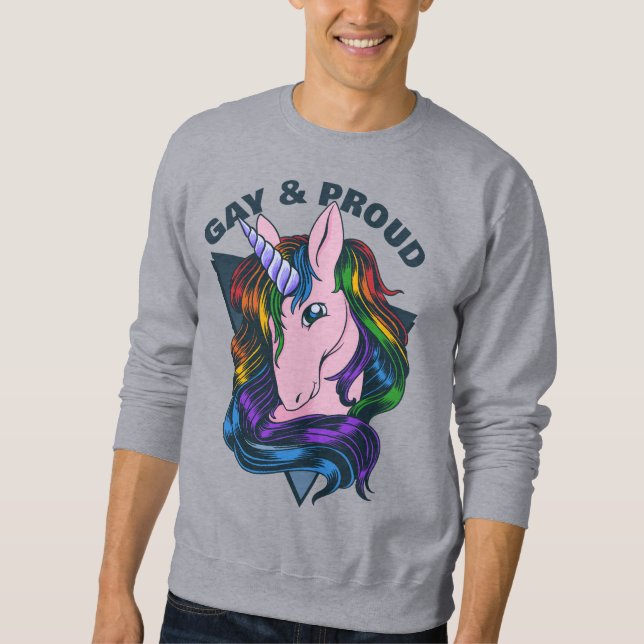 Anpassningsbar Text Gay Unicorn Lång Ärmad Tröja (Framsida)