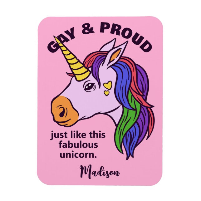 Anpassningsbar Text Gay Unicorn Magnet (Vertikal)