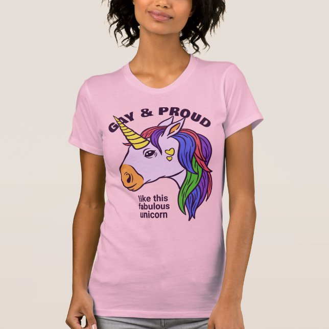 Anpassningsbar Text Gay Unicorn T-Shirt (Framsida)