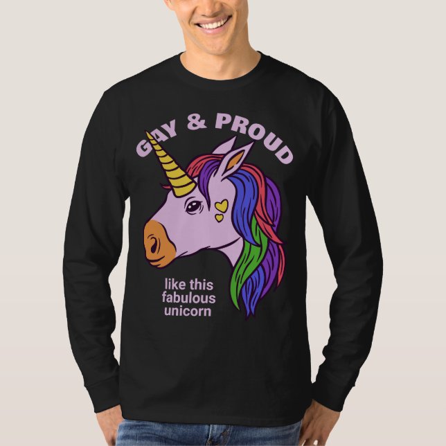 Anpassningsbar Text Gay Unicorn T-Shirt (Framsida)