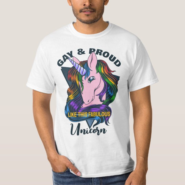Anpassningsbar Text Gay Unicorn T Shirt (Framsida)