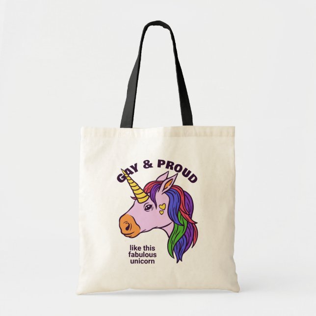 Anpassningsbar Text Gay Unicorn Tygkasse (Framsidan)