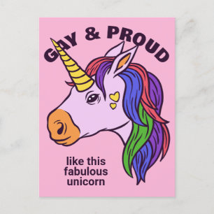 Anpassningsbar Text Gay Unicorn Vykort