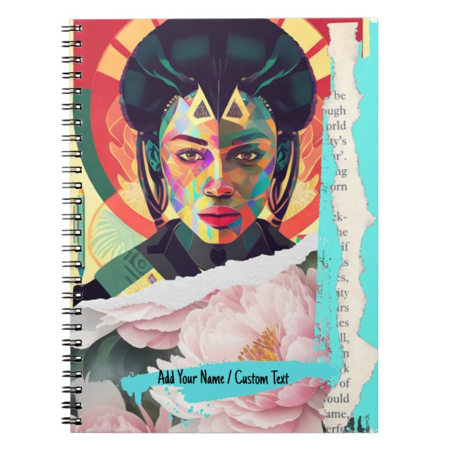 ANPASSNINGSBAR TEXT - Geometric Beauty Collage - A Anteckningsbok (Framsidan)