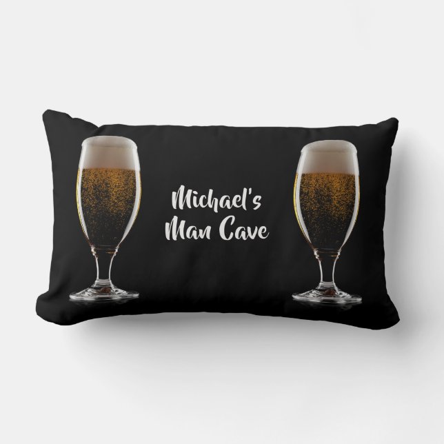 Anpassningsbar Text Glass of Beer Lumbarkudde (Framsida)