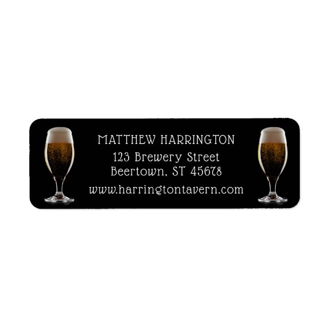 Anpassningsbar Text Glass of Beer Returadress Etikett (Framsidan)
