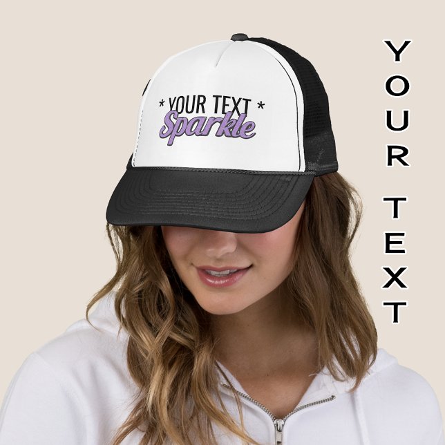 Anpassningsbar text Gnistra lila glitter, effekt Keps (Skapare uppladdad)