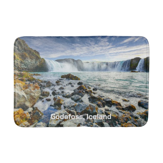 Anpassningsbar Text Godafoss Waterfalls, Island Badrumsmatta (Framsidan)