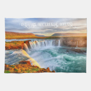 Anpassningsbar Text Godafoss Waterfalls, Island Kökshandduk