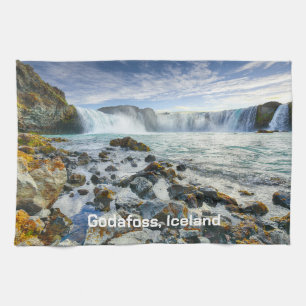 Anpassningsbar Text Godafoss Waterfalls, Island Kökshandduk