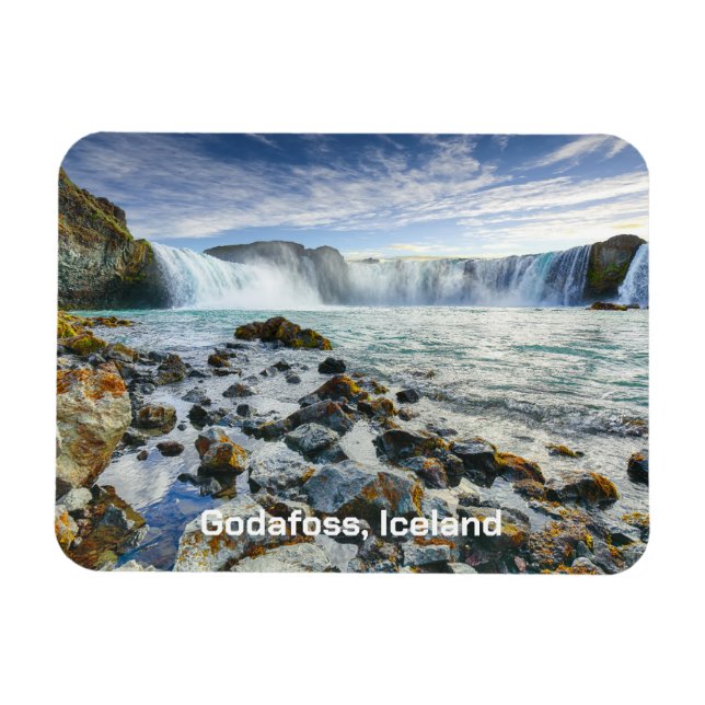 Anpassningsbar Text Godafoss Waterfalls, Island Magnet (Horisontell)