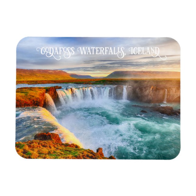 Anpassningsbar Text Godafoss Waterfalls, Island Magnet (Horisontell)
