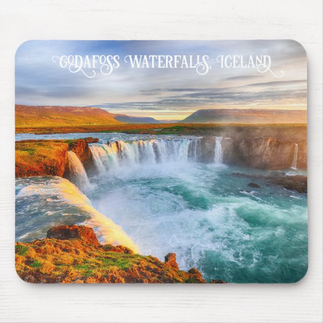 Anpassningsbar Text Godafoss Waterfalls, Island Musmatta (Framsidan)