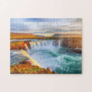 Anpassningsbar Text Godafoss Waterfalls, Island Pussel