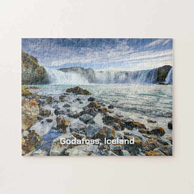 Anpassningsbar Text Godafoss Waterfalls, Island Pussel (Horisontell)