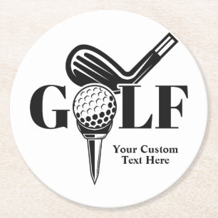 Anpassningsbar Text Golf Underlägg Papper Rund