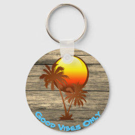 Anpassningsbar Text Good Vibes Only Sunset Pier Be Nyckelring