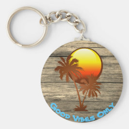 Anpassningsbar Text Good Vibes Only Sunset Pier Be Nyckelring