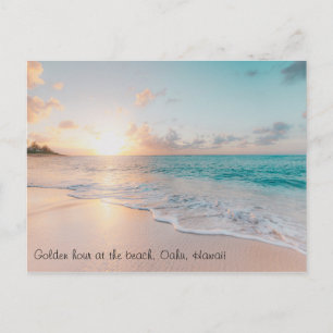 Anpassningsbar Text Gorgous Golden Hour Oahu Hawai Vykort