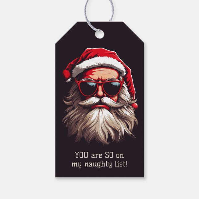Anpassningsbar Text Grumpy Santa Presentetikett (Framsidan)