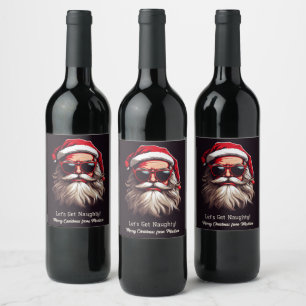 Anpassningsbar Text Grumpy Santa Vinflaska Etikett