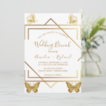 Anpassningsbar Text Guld Butterfly Bröllop Brunch